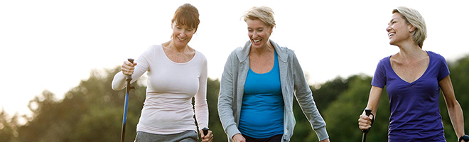 woman walking with friends